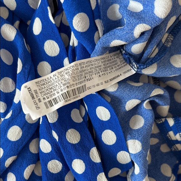 Zara trf collection Blue and White Polka Dot  Dress with Waist Tie XS - Picture 12 of 12